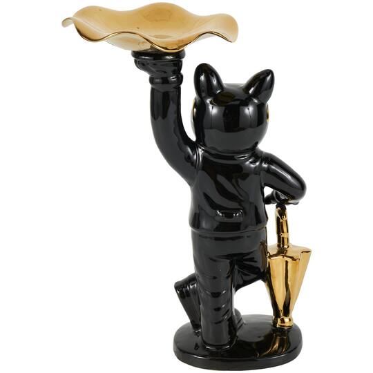 13.25" Black Ceramic Bulldog with Golden Accents Sculpture Décor